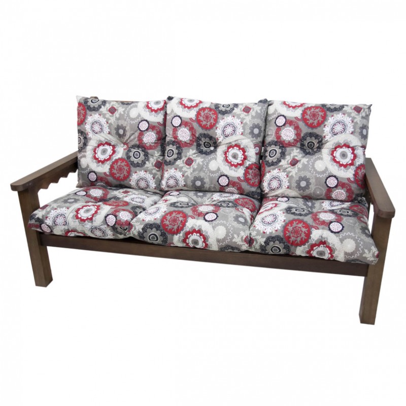 Sofá 3x1x1 Gramado Madeira Almofadas Soltas Imbuia