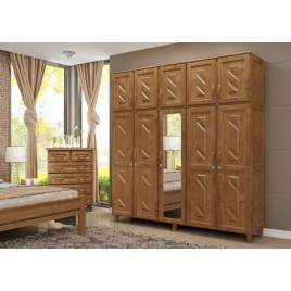 Guarda Roupa Casal Madeira Duplex 5 Portas Abrir Gr&eacute;cia 2,14m Imbuia