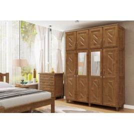 Guarda Roupa Casal Madeira Duplex 4 Portas Abrir Grécia 1,70m Imbuia