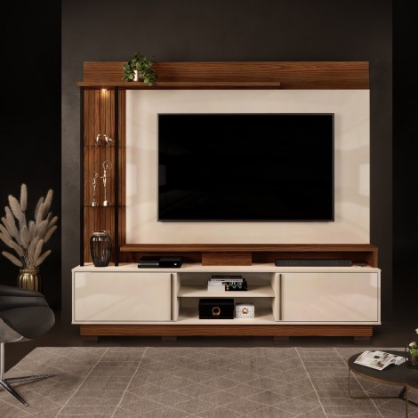 Home Theater Para TV até 70 Marina 2,00m Cor Marroquim/Off White