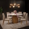 Conjunto de Mesa Redonda Tampo Vidro Off White 1,36m Verônica com 6 Cadeiras Estofadas