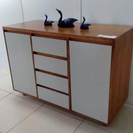 Buffet Madeira Show 2 Portas 4 Gavetas 1,08m Imbuia/Laca Off White