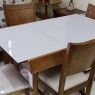 Conjunto de Mesa Esthelita Extensível 1,10-1,60m Vidro Fendi com 4 Cadeiras Milão