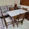 Conjunto de Mesa Esthelita Extensível 1,10-1,60m Vidro Fendi com 4 Cadeiras Milão