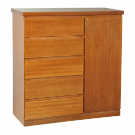 C&ocirc;moda Sapateira de Madeira 5 Gavetas com 1 Porta 1,00m Calcut&aacute;