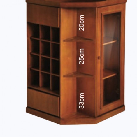 Bar de Canto Lubeck Com Estante Com Adega Com 2 Portas Madeira Maciça