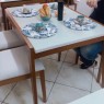 Conjunto de Mesa de Madeira Extensível 1,20-1,65m Off White com 4 Cadeiras Helena