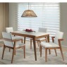 Conjunto de Mesa de Madeira Extensível 1,20-1,65m Off White com 4 Cadeiras Helena